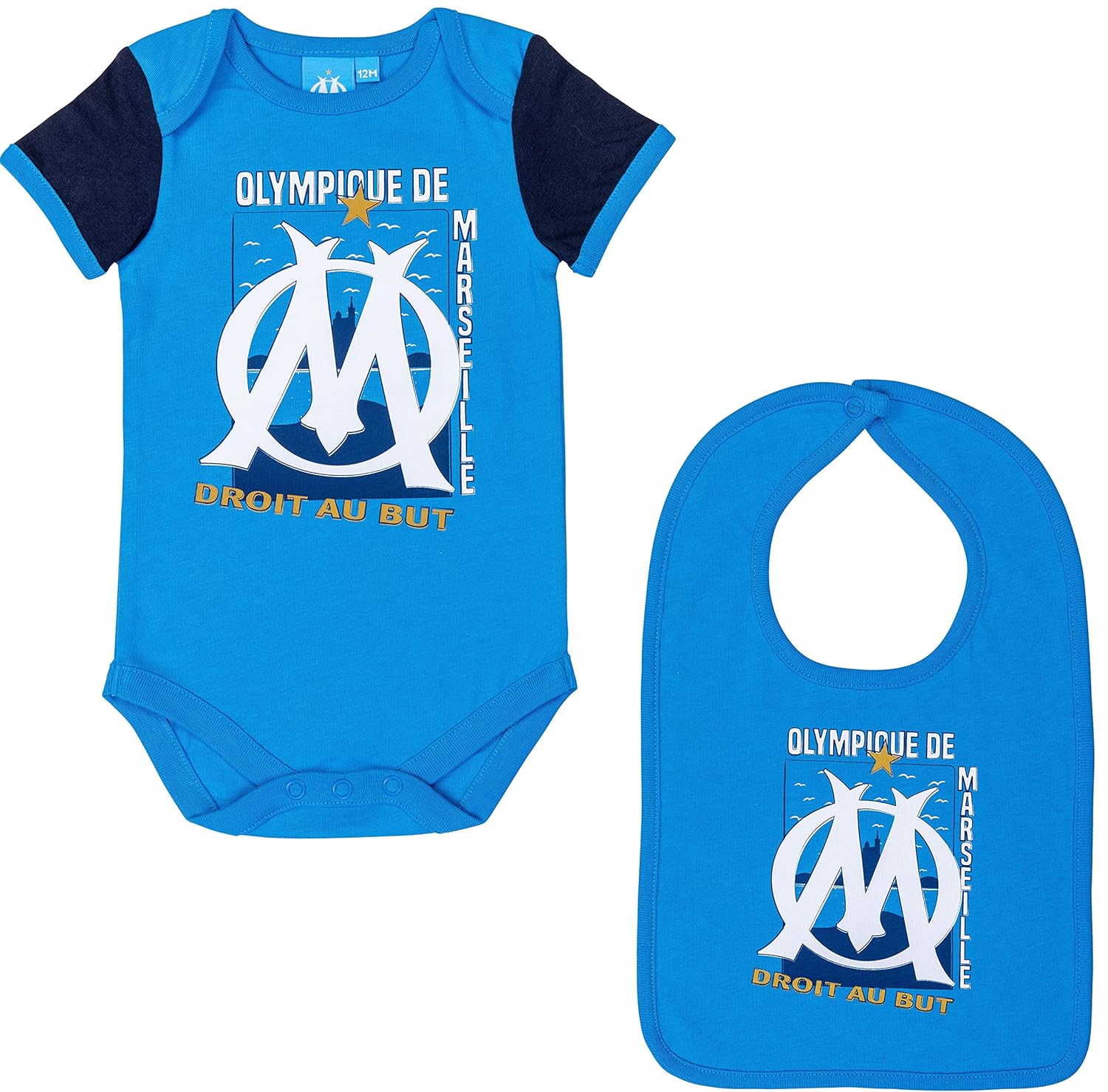 OLYMPIQUE DE MARSEILLE Body Bavoir bébé garçon Om - Collection Officielle 18 Mois