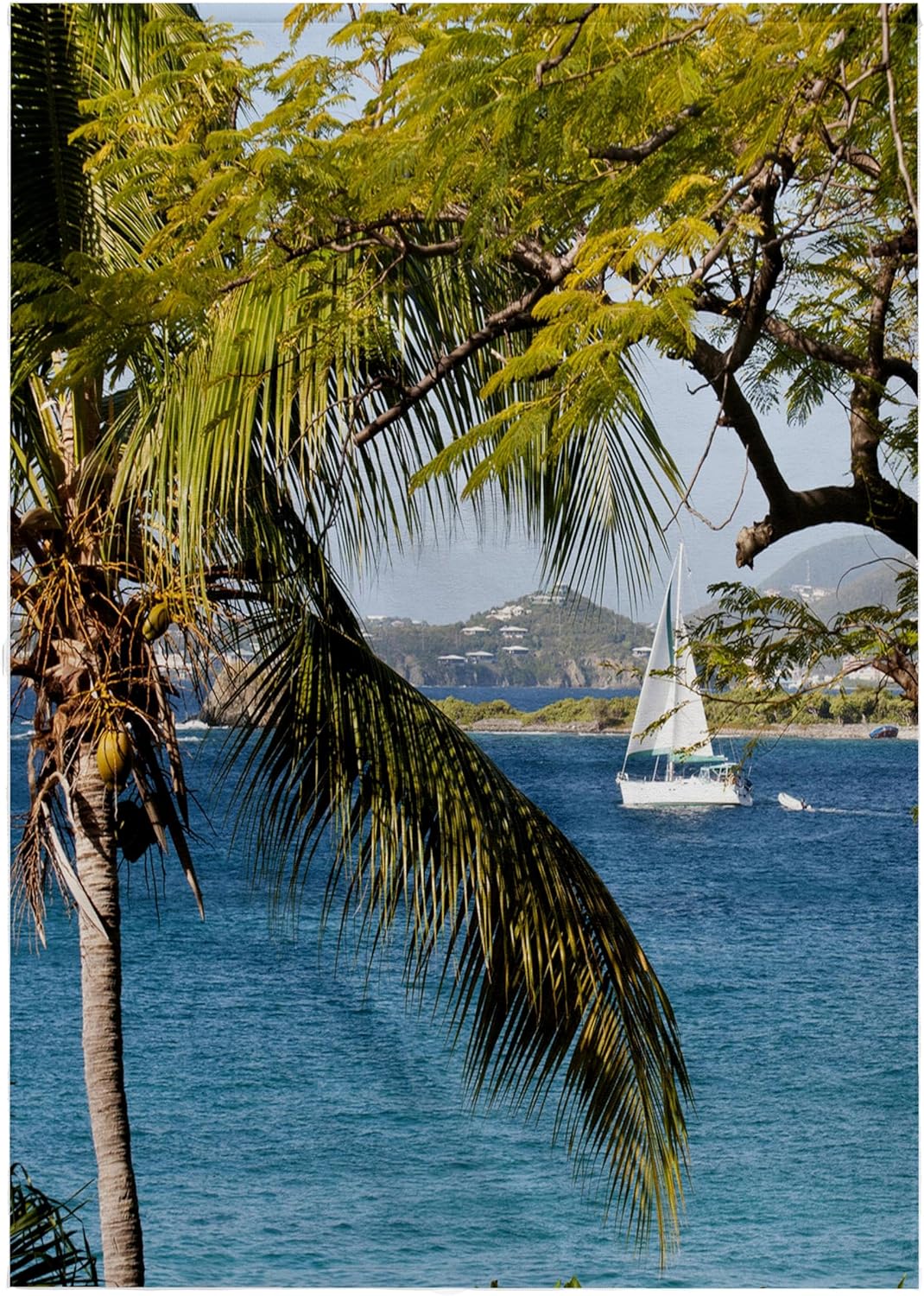 3dRose USVI, St John. Sailboat, St John and Stevens Cay - CA37 TDR0010 - Trish Drury 22x30 Bath Hand Pool Towel