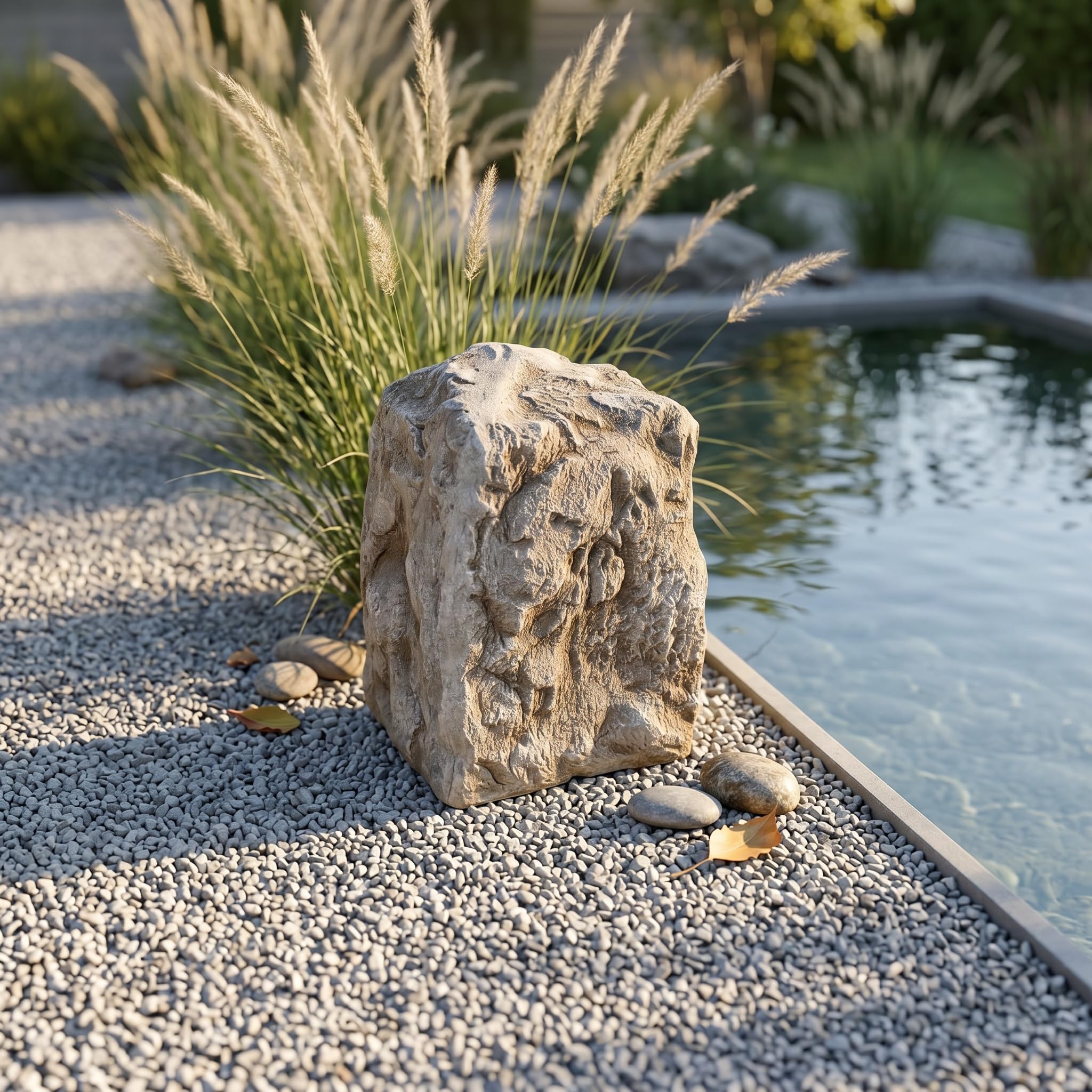 Copertura per rocce da giardino, effetto arenaria, rocce artificiali, 28 x 40 cm, copertura pompa