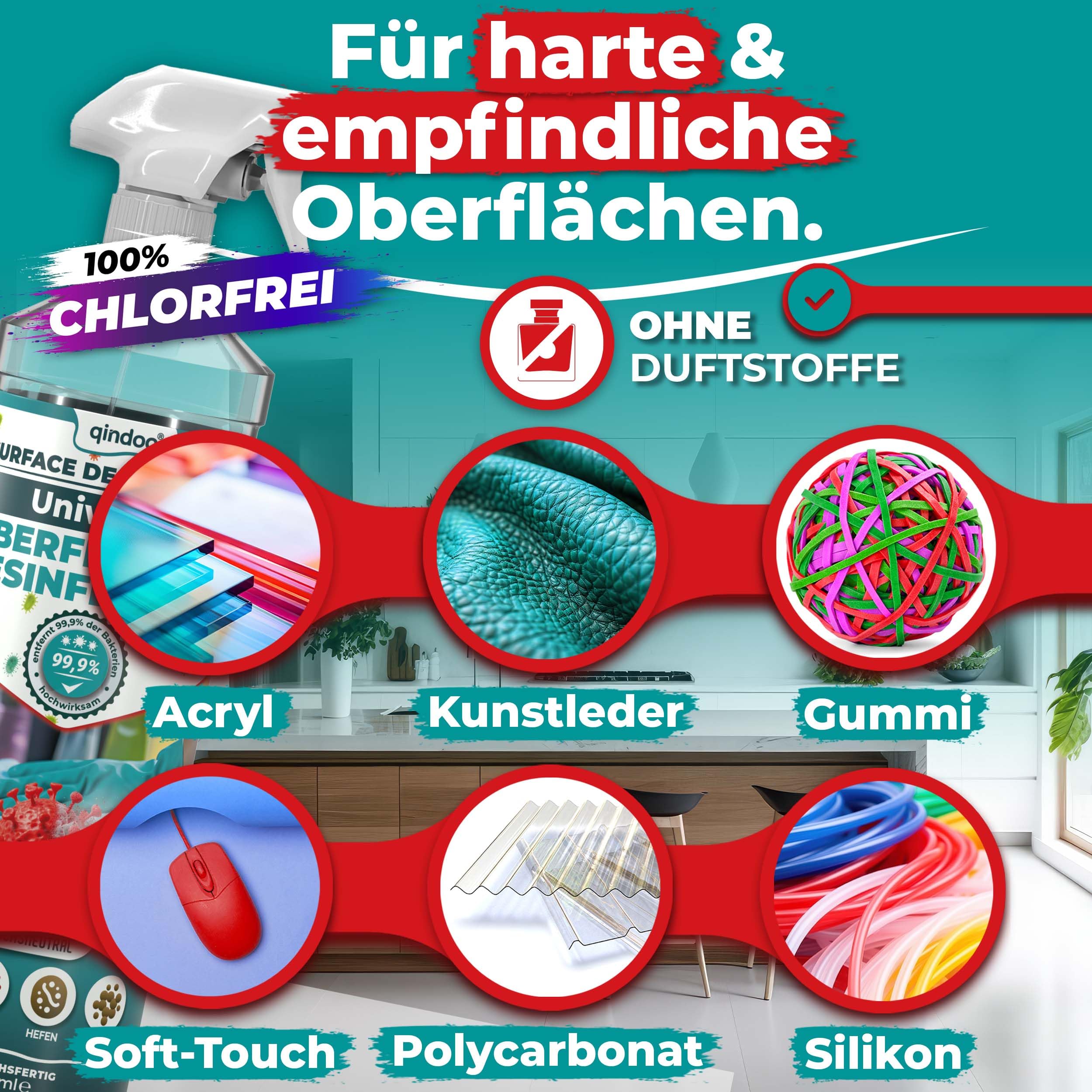 Schnelldesinfektion Spray Universal Flächen-Desinfektionsmittel für Flächen wirkt gegen Bakterien, Viren, Pilze, Keime Desinfektion von Oberflächen, 12L - 2x Sprüh