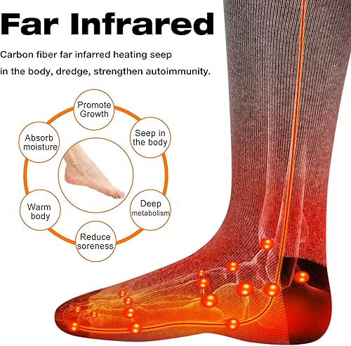 Miniatura 4 de Rabbitroom Calcetines calefactables para hombres y mujeres, recargables y lavables, para invierno, eléctricos, calentados térmicos, calentadores de