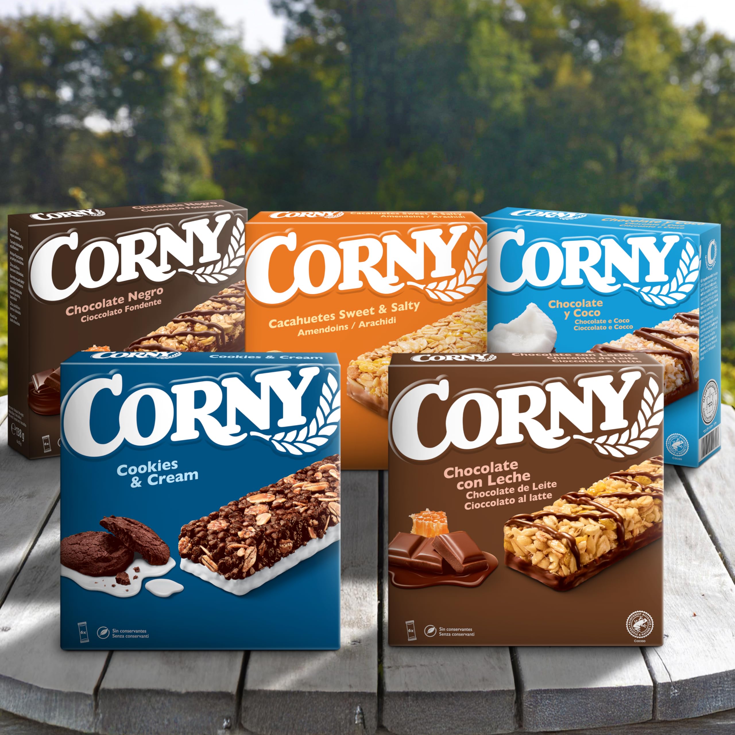 Corny Original 60 Barrette Cereali Cookies & Cream, 10x6x23g | Zero conservanti, senza olio di palma, snack merenda, colazione, gusto biscotto e crema, scuola, in famiglia
