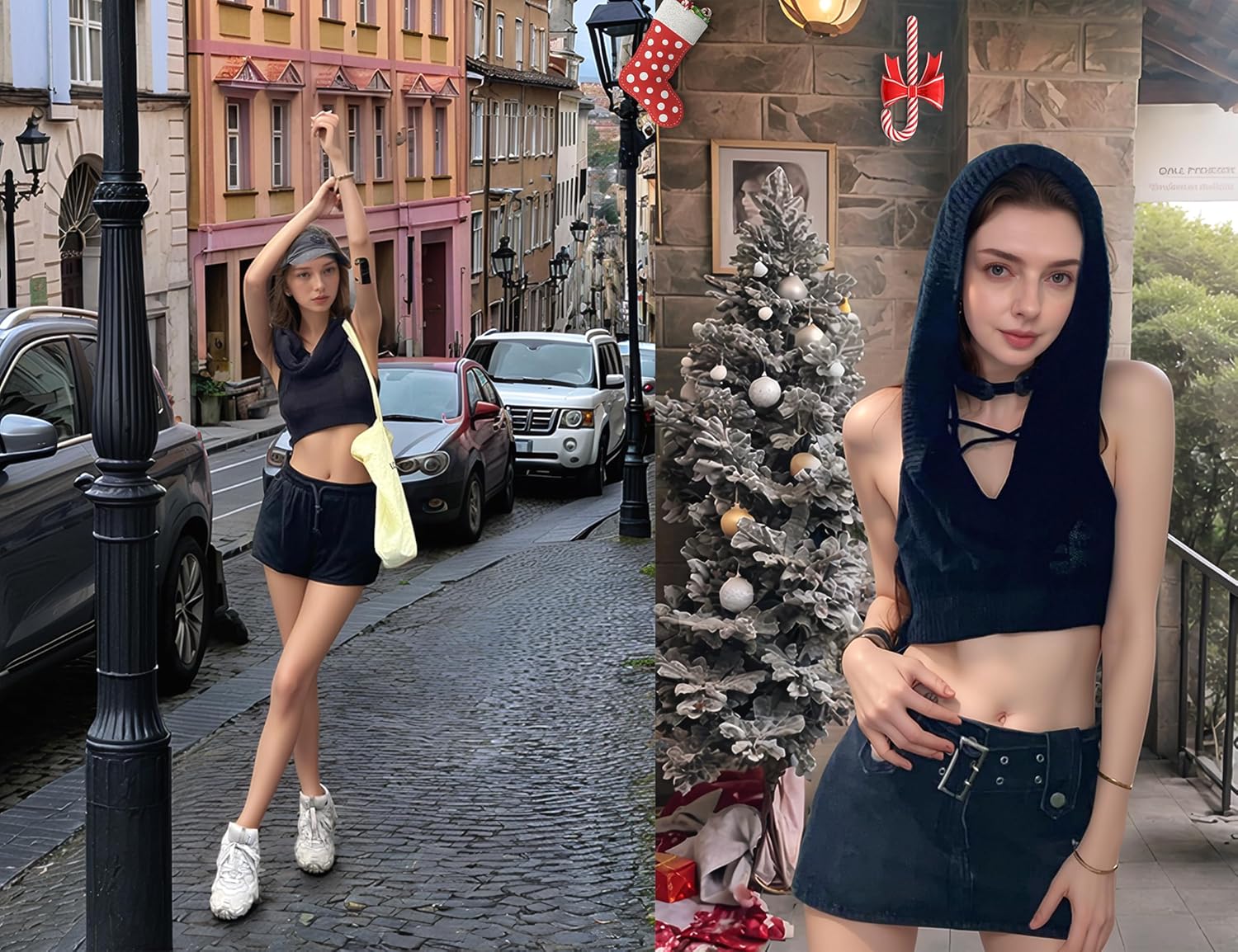 Rave tops for women Knitted Hoodie Sweater Vest Sexy Streetwear Sleeveless Hollow Crop Top - Image 4