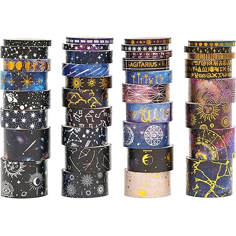 Celestial Delights: 36 Rolls of Cosmic Washi Tape for Creative Adventures