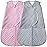 Fleece Newborn Sleep Sack Baby Swaddle,3-Way Adjustable Wearable Blanket,2 Pack Fleece Swaddling Sleeping Bag TOG 2.0 (Gray & Pink, 3-6 Months)