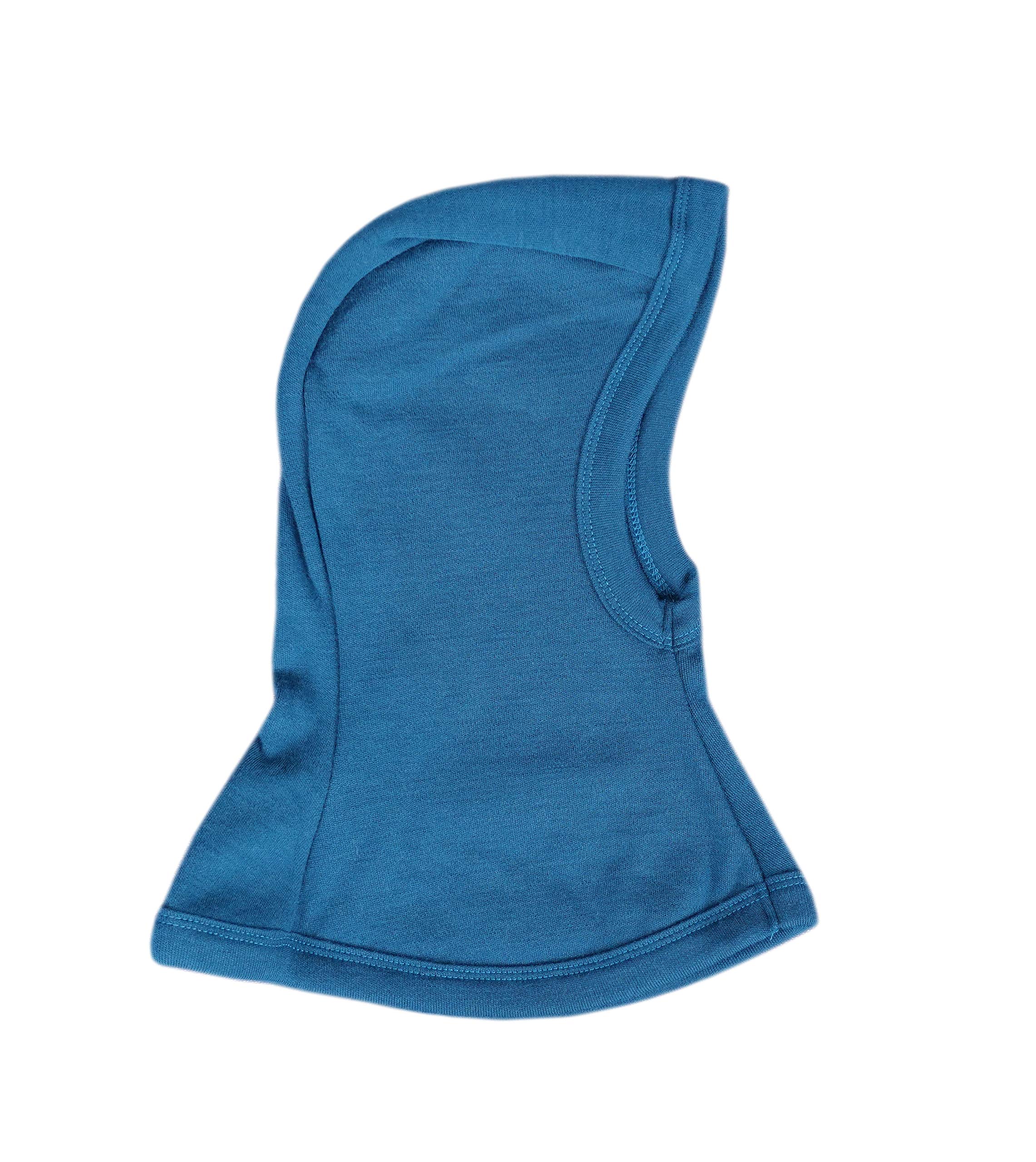 100% Merino Wool Baby Balaclava Hat Scarf Neckwarmer Organic (10-24 mo, Blue)