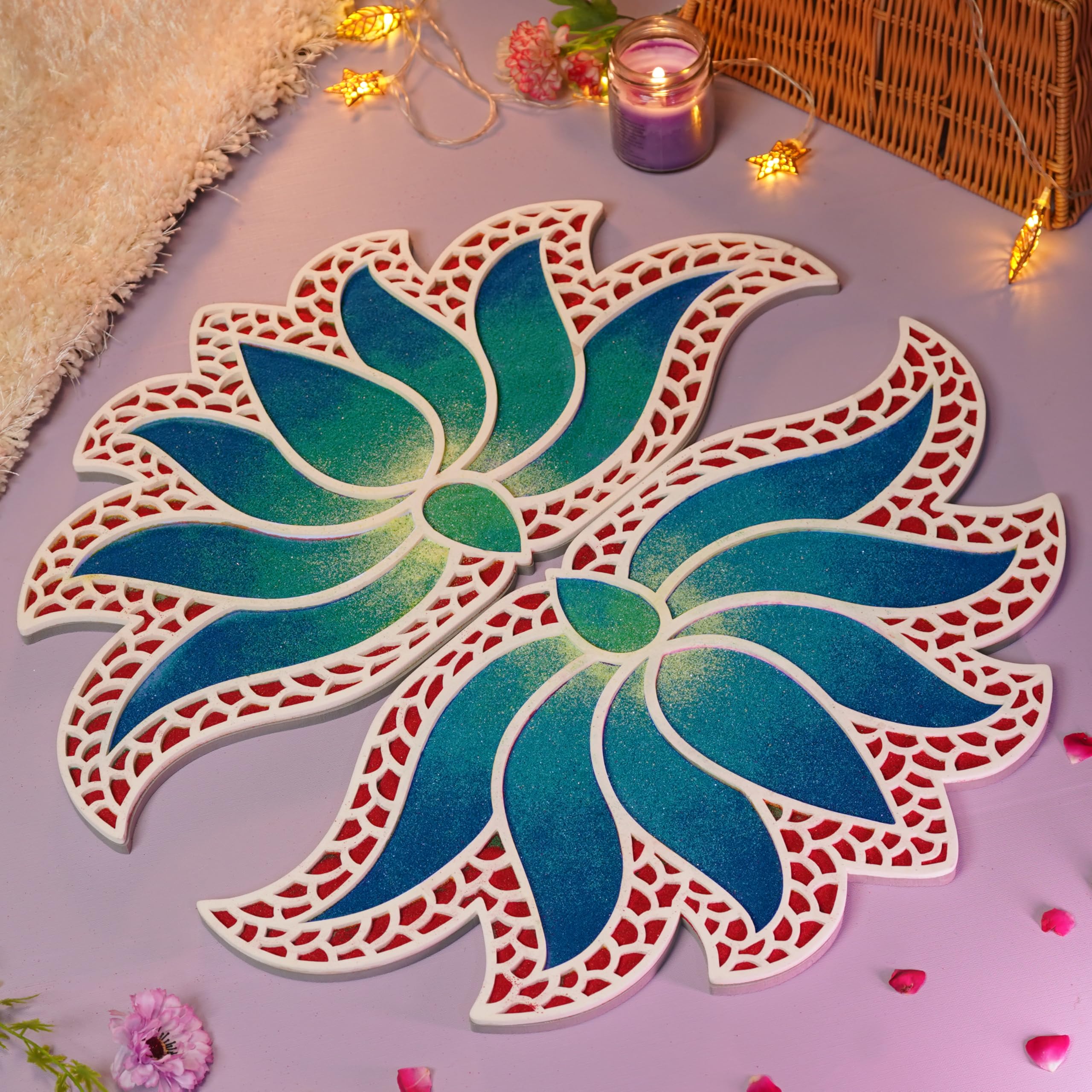 Island Rangoli Lakshmi Design 22 inches (Set of 2) Rangoli for Diwali Decor, Rangoli Mat Floating Rangoli Reusable Rangoli Template DIY Rangoli Best for Gifting (B0DGLQD6MV) Amazon Price History, Amazon Price Tracker