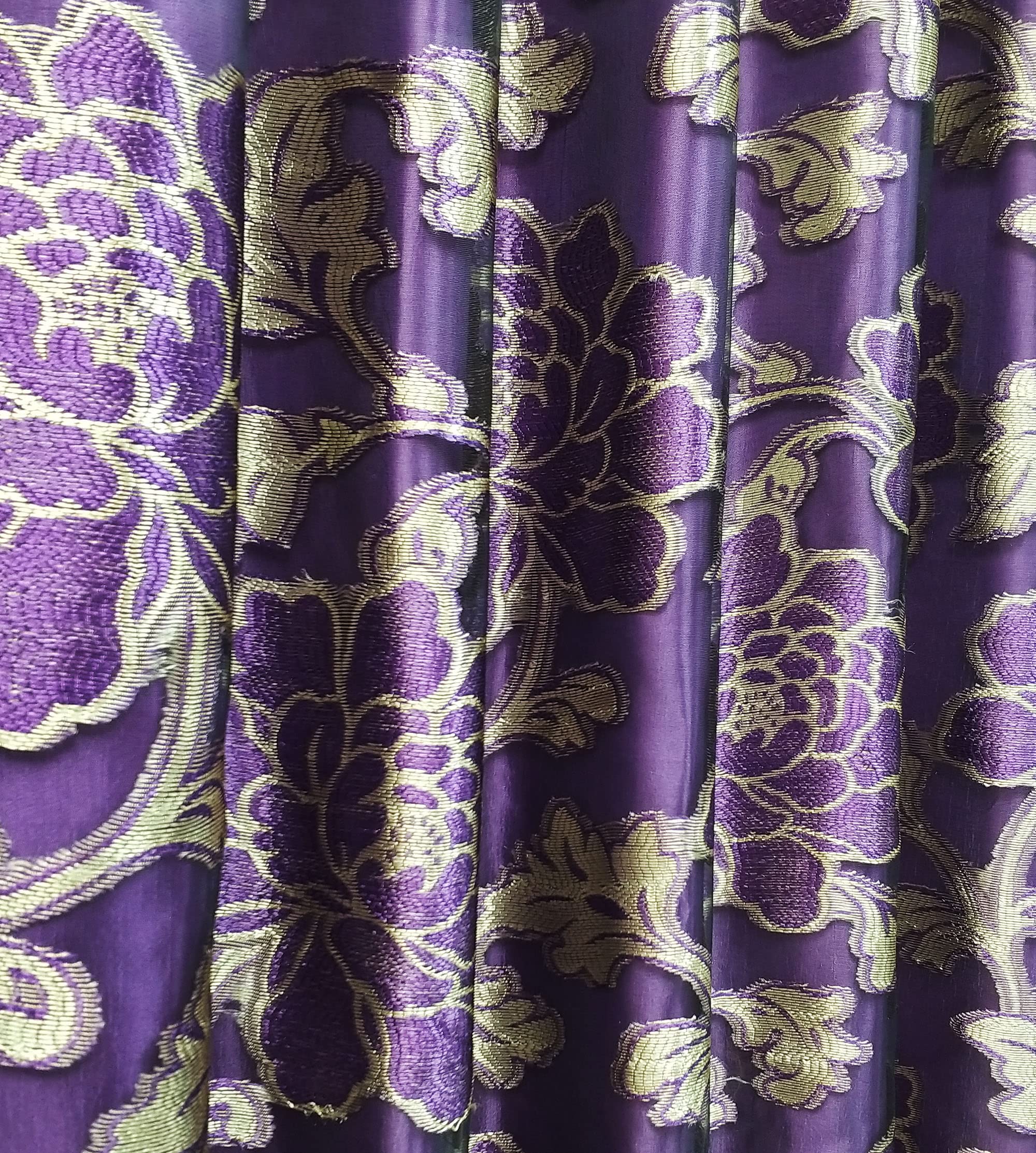 GOHD Royal ROSARIUM. Clipped Voile/Voile Farmhouse Jacquard Window Curtain Panel Drape with Attached Fancy Valance & Taffeta Backing.2pcs Set. Each pc 54" Wide x 84" Drop + 18" Valance. (Purple) - Image 3