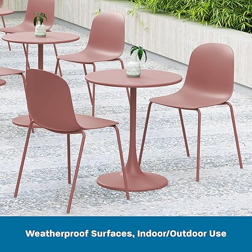 Miniatura 5 de Jamesdar, Serena - Silla de comedor apilable, juego de 4 para interiores y exteriores, capacidad de peso de 250 libras, polipropileno y fibra de