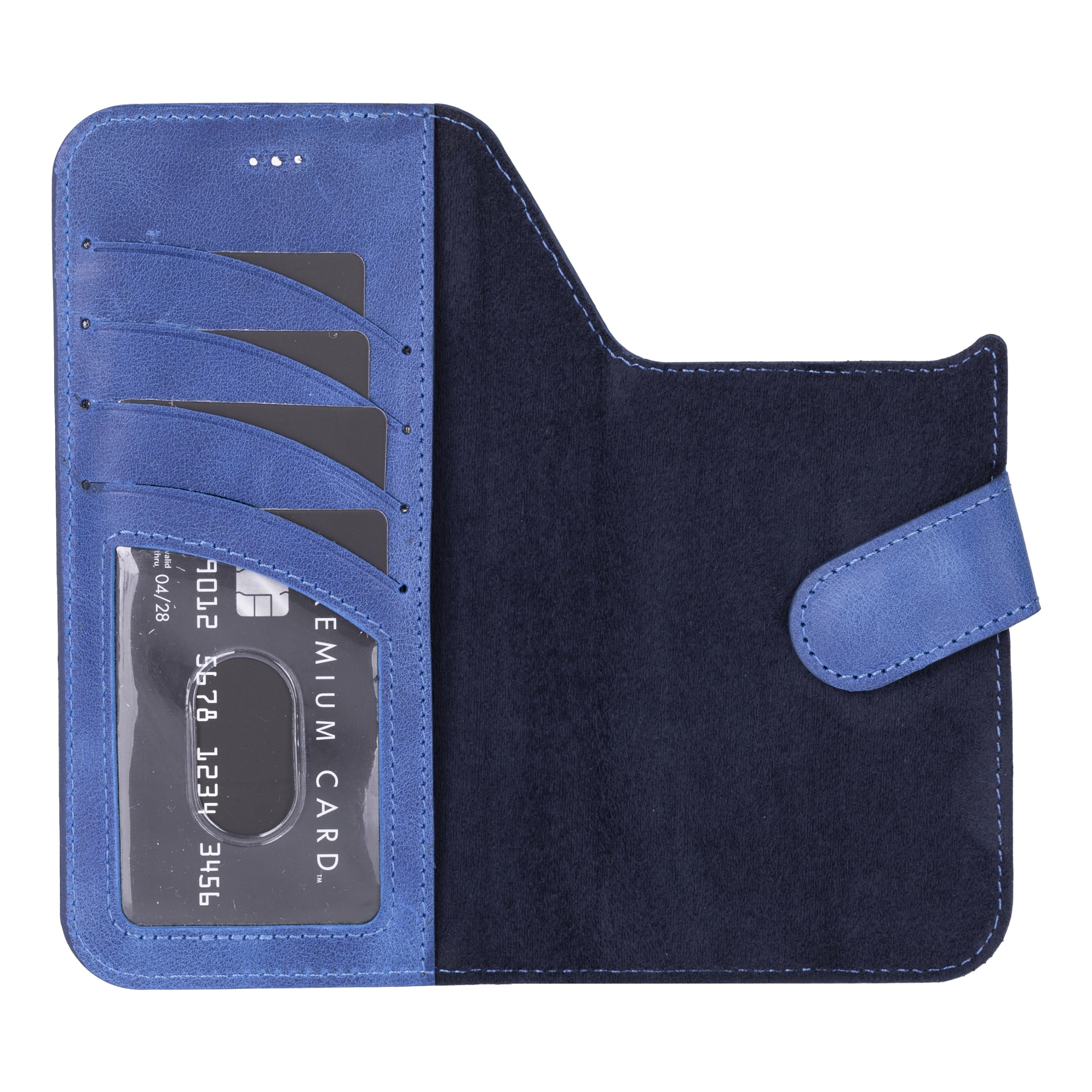 Venito Leder Wallet Case Kompatibel mit iPhone 17 Pro Max, Handgefertigtes Premium Leder, Abnehmbare Magnetische Flip Cover Kickstand Fall-/Aufprallschutz, Starke Magnete, 6,9 Zoll Dunkelblau