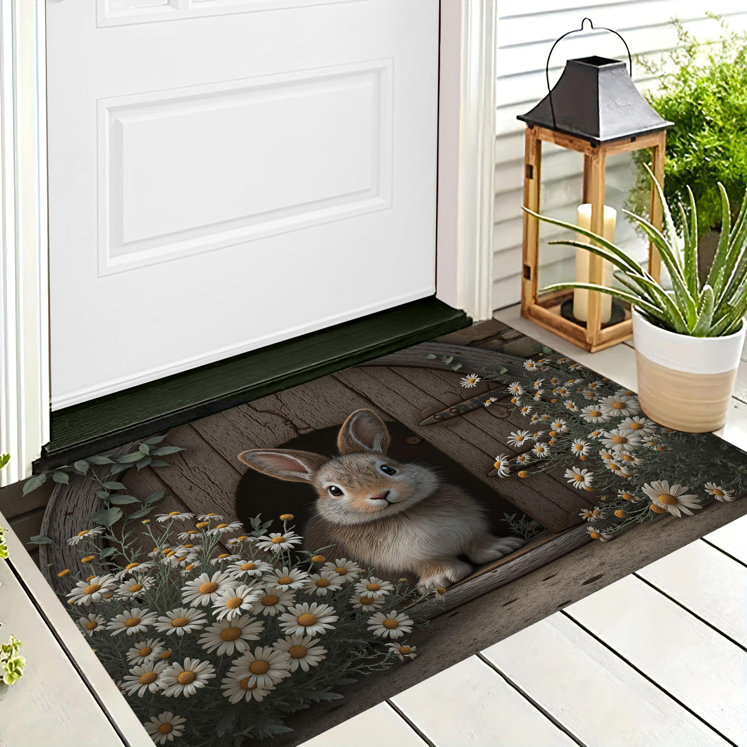 Tapis entrée intérieur antidérapant et lavable 45x75 cm couleur brun rouille