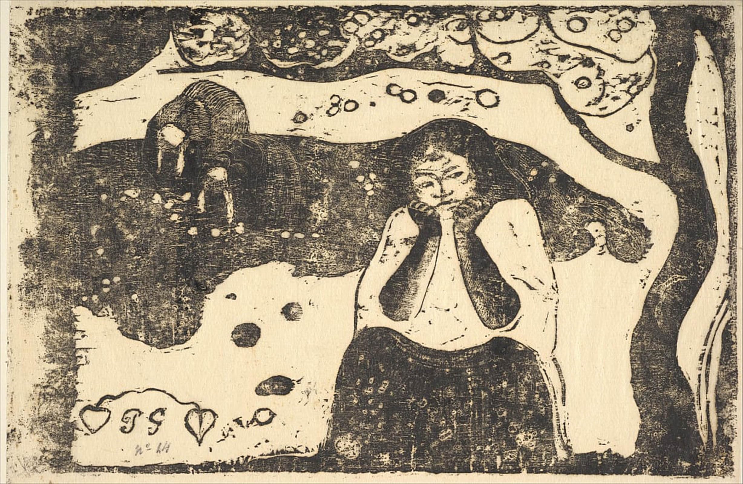 RZHRHJES Vintage Picture Wall Picture Painting Print Poster Human Misery by Paul Gauguin Abstract Wall Art Painting for Office Decor 60x90cm