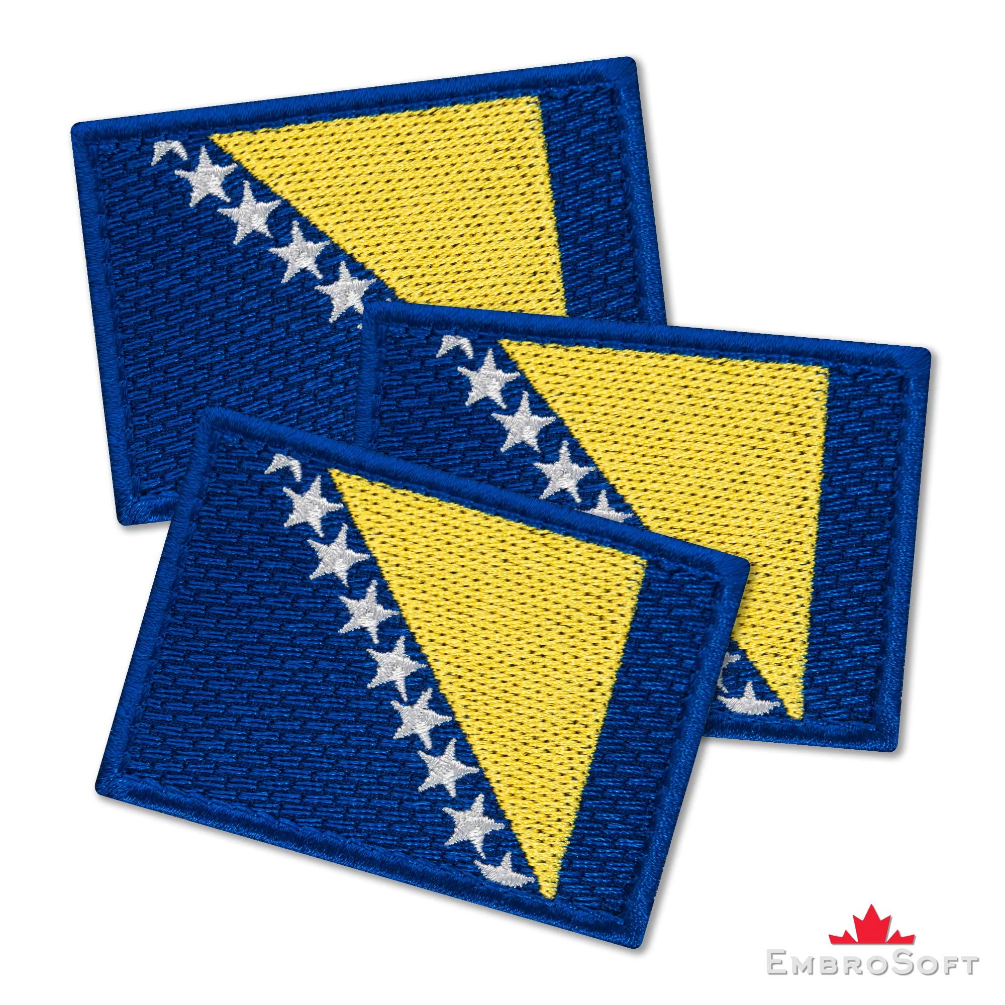 Patch Termoadesivo Bandiera Bosnia-Erzegovina &ndash; 7 X 4,5 Cm, Bordi Americani, Akacha