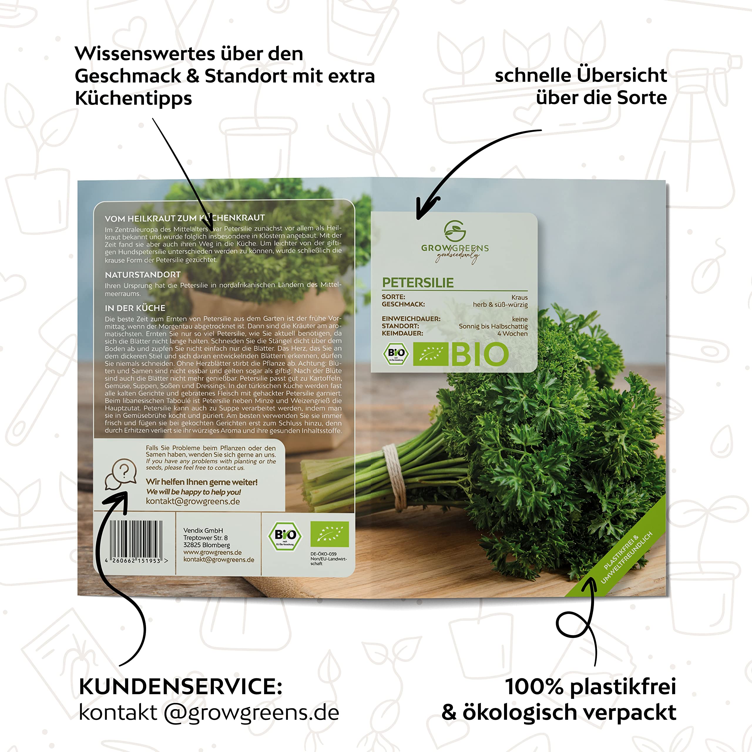 BIO Graines de persil frisé - Graines d'herbes aromatiques pour faire pousser de culture biologique idéal pour le jardin aromatique