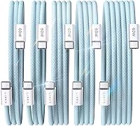 Vista 24 de LISEN Cable USB C, paquete de 5 cables USBC a USBC [0.5 pies] para iPhone 17 16e 15 Pro Max, cable de carga rápida de 60 W C a C para Galaxy Negro