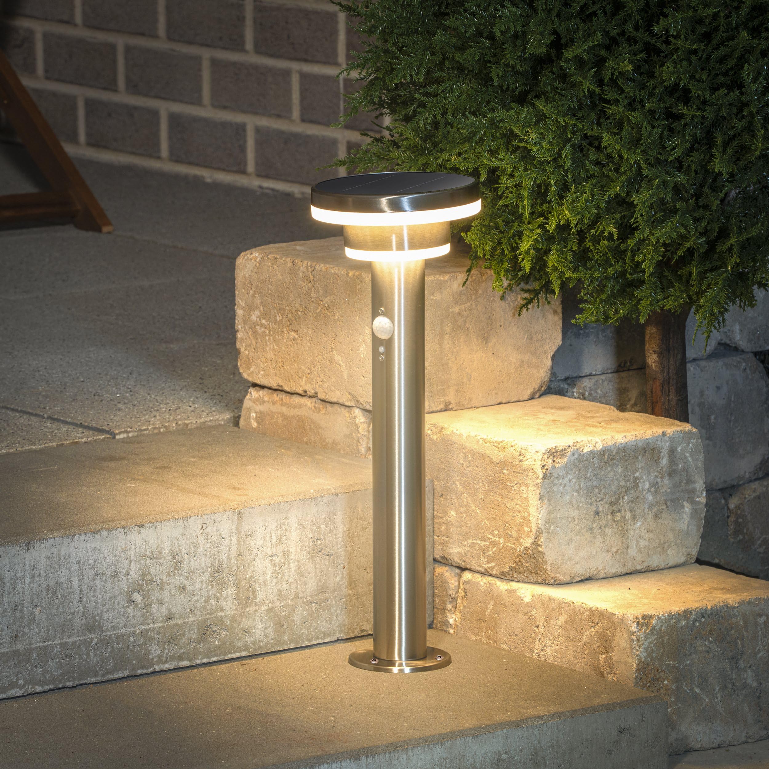 esotec Solar Wegeleuchte Modena 45 cm mit Bewegungsmelder, Solarleuchte für Außen Garten, LED Gartenbeleuchtung Solar 600 lm, warmweiß, IP44, 102754