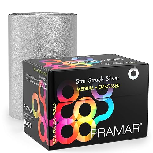 Framar Star Struck - Papel de aluminio en relieve plateado láminas para el cabello para resaltar tamaño mediano de 320 pies Framar Star Struck - Papel de aluminio en relieve plateado láminas para el cabello para resaltar tamaño mediano de 320 pies