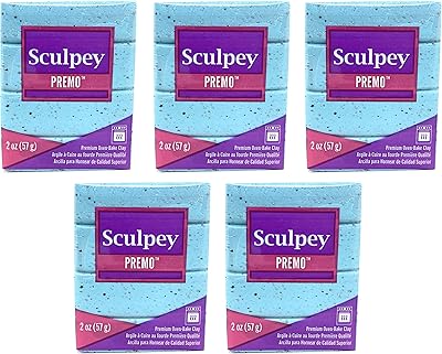 Premo Turquoise Granite Sculpting Compound Oven-Bake Clay â€“ Turquoise Clay - Great for School & Art Projects - 2 Ounce (Pack of 5)