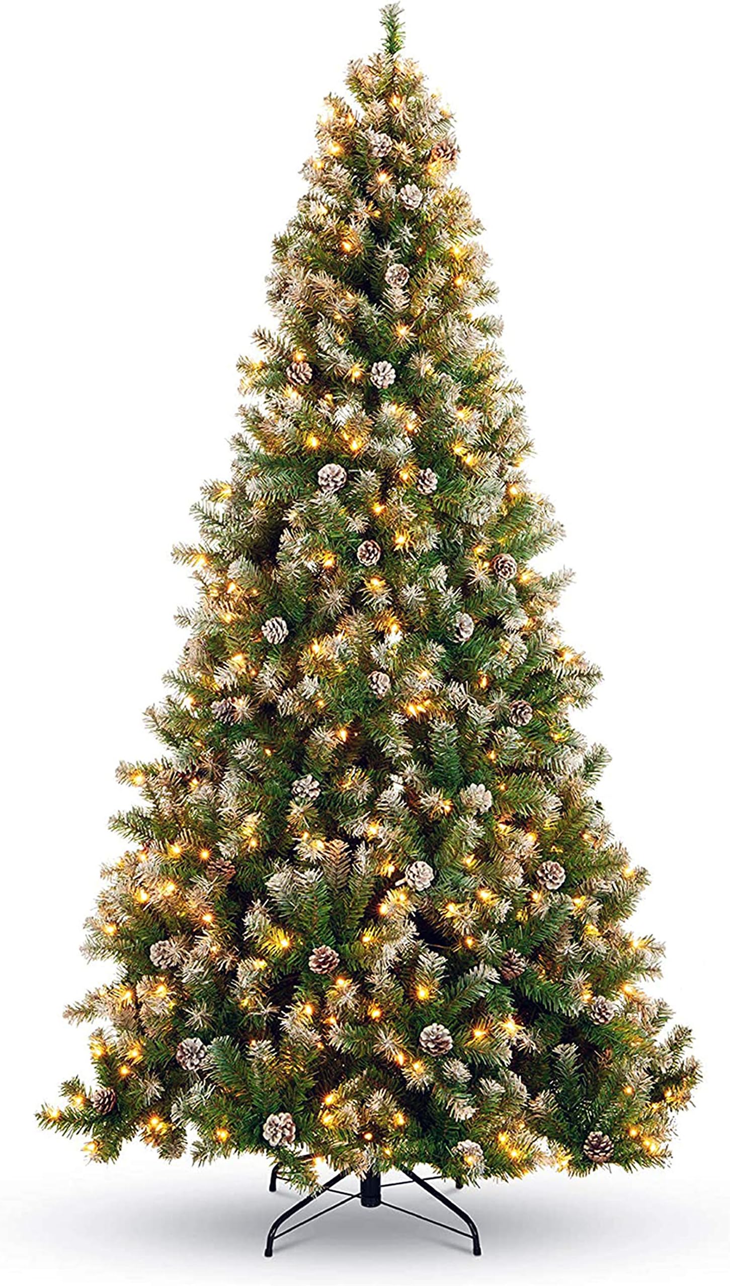 Oakmont 7 FT Pre-lit Christmas Tree, Xmas Artificial Carolina Pine for Home, Office, Party Decoration,w/LED Lights,Premium PVC 1,000 Branch Tips and Solid Metal Stand