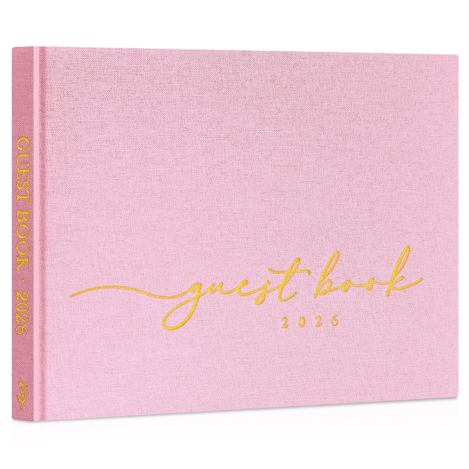 Lanpn Wedding Guest Book 2026 - Linen Hardcover Polaroid Guestbook Wedding Reception with 108 Blank Pages for Sign in and Photos - Guest Book for Wedding Bridal Shower Baby Shower Party (Pink)