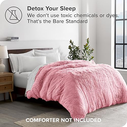 Miniatura 4 de Bare Home Funda de edredón de forro polar lanudo tamaño Queen - Funda de edredón de felpa - Súper suave y lujosa - Cierre de cremallera oculto -