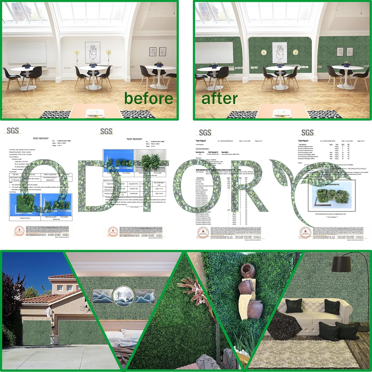 Artificial Grass Wall Backdrop Panels,16 X 12 in 12P(16 sqft) UV-Anti Greenery Boxwood Panels for Indoor Outdoor Green Wall Decor & Ivy Fence Covering Privacy - Image 6