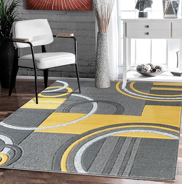Sunny Yellow Rug Ideas for Living Room Color 11 Contemporary Hand-Carved Abstract Rug
