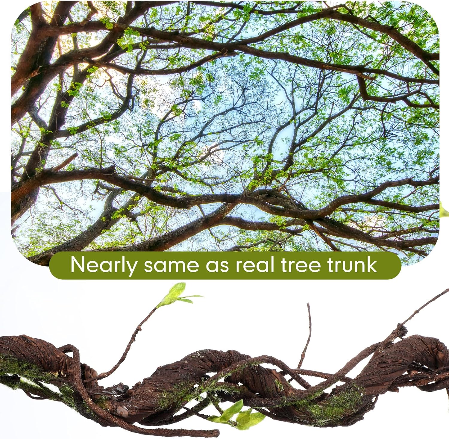 Giegxin 2 Pcs 63 inch Bendable Wall Hanging Tree Branches Artificial Tree Twigs Fake Plants Trunk Garland with Green Leaves for 3D Indoor Outdoor Wedding Garden Home Christmas Decor