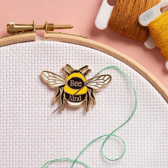 Caterpillar Cross Stitch Needle Minder - Bumblebee Bee Kind for Cross Stitch, Sewing, Embroidery and Needlework Accessories, Enamel and Magnetic