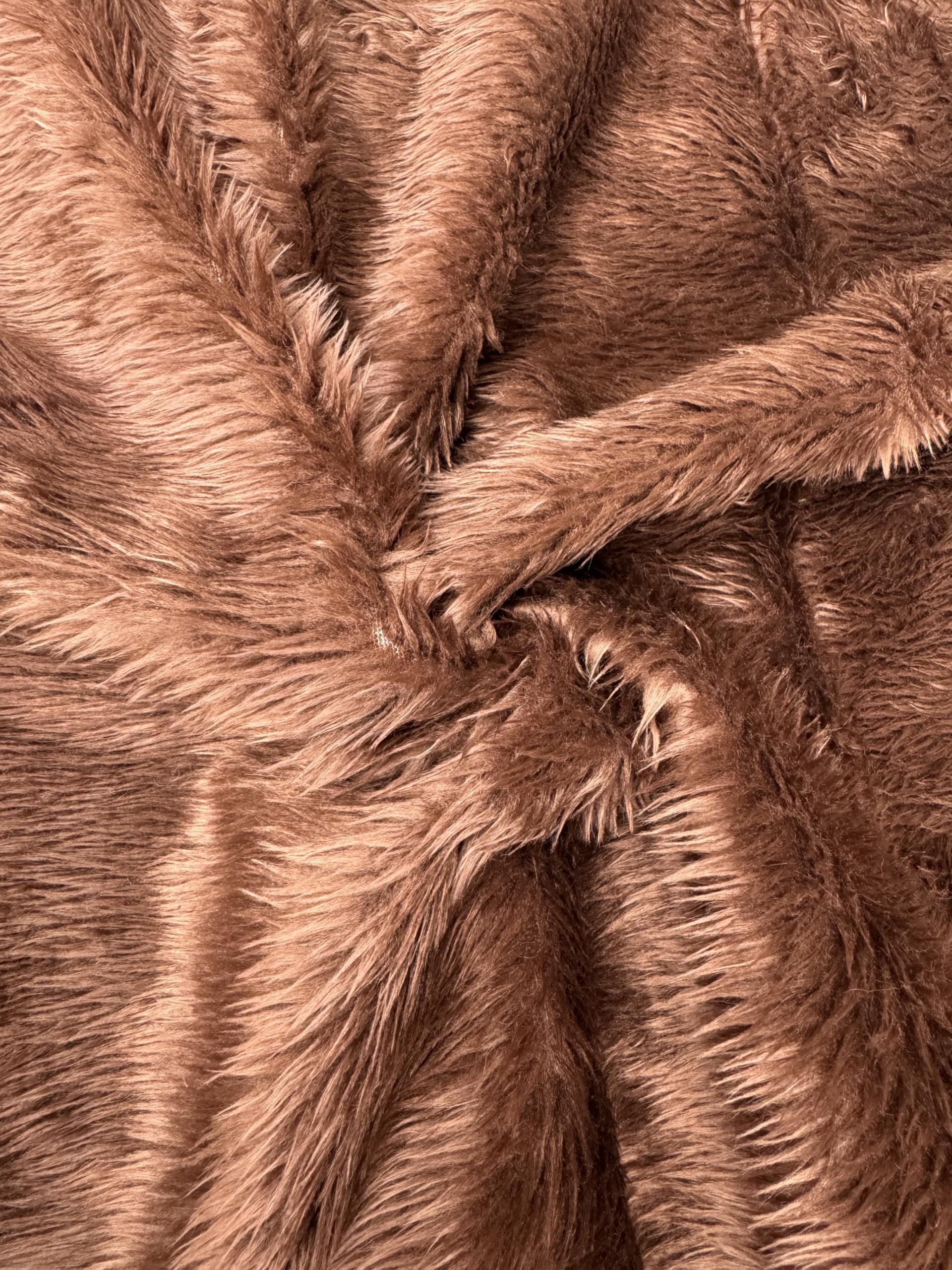 CRS Fur Fabrics Plain Fun Faux Fur Fabric Material DK BROWN MALT