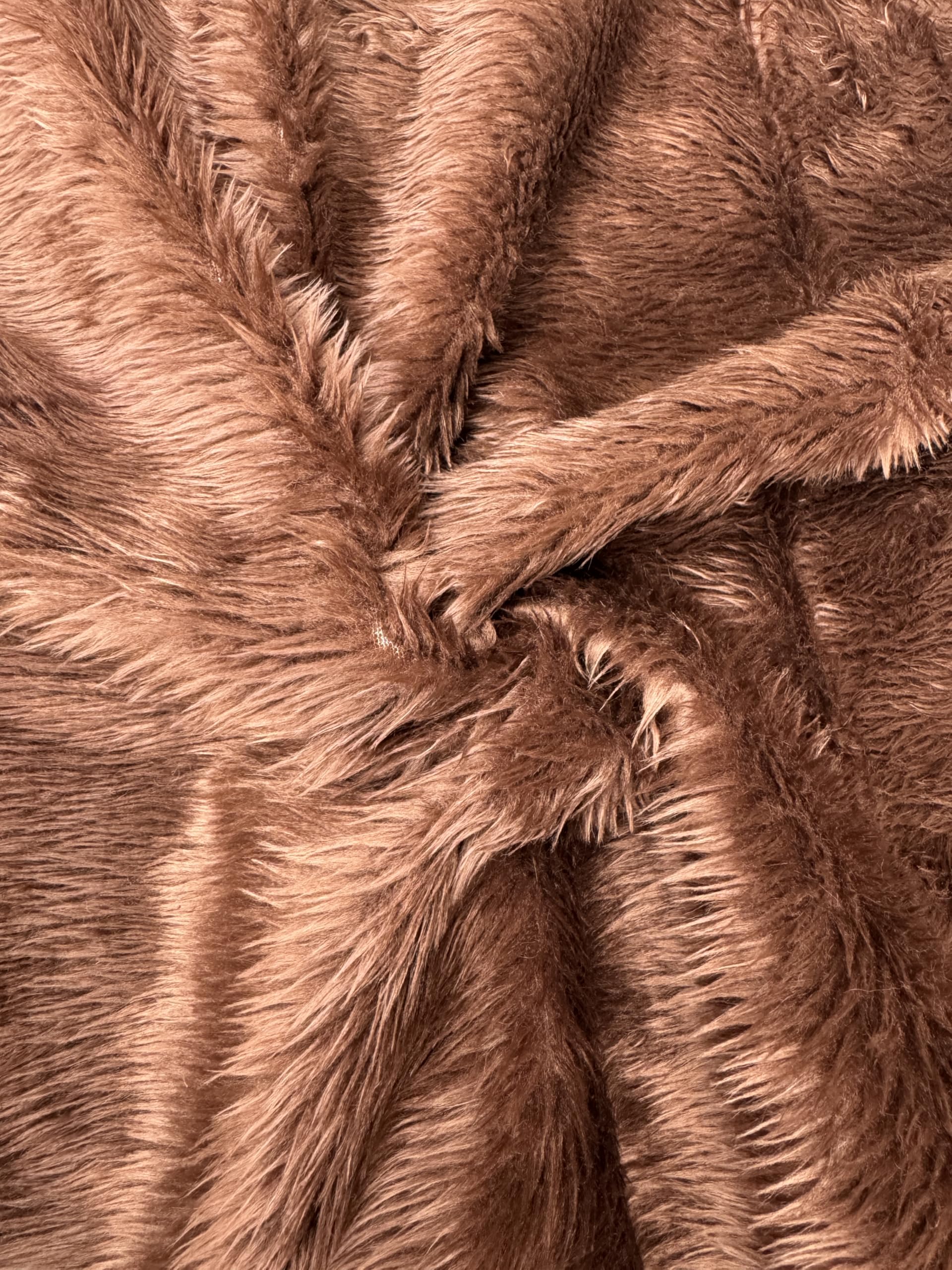 Plain Fun Faux Fur Fabric Material - DK Brown Malt