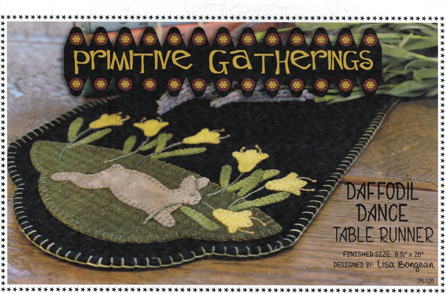 Daffodil Dance Wool Fusible Applique Quilt Pattern, Homespun, 8-1/2in x 26in Finished Size