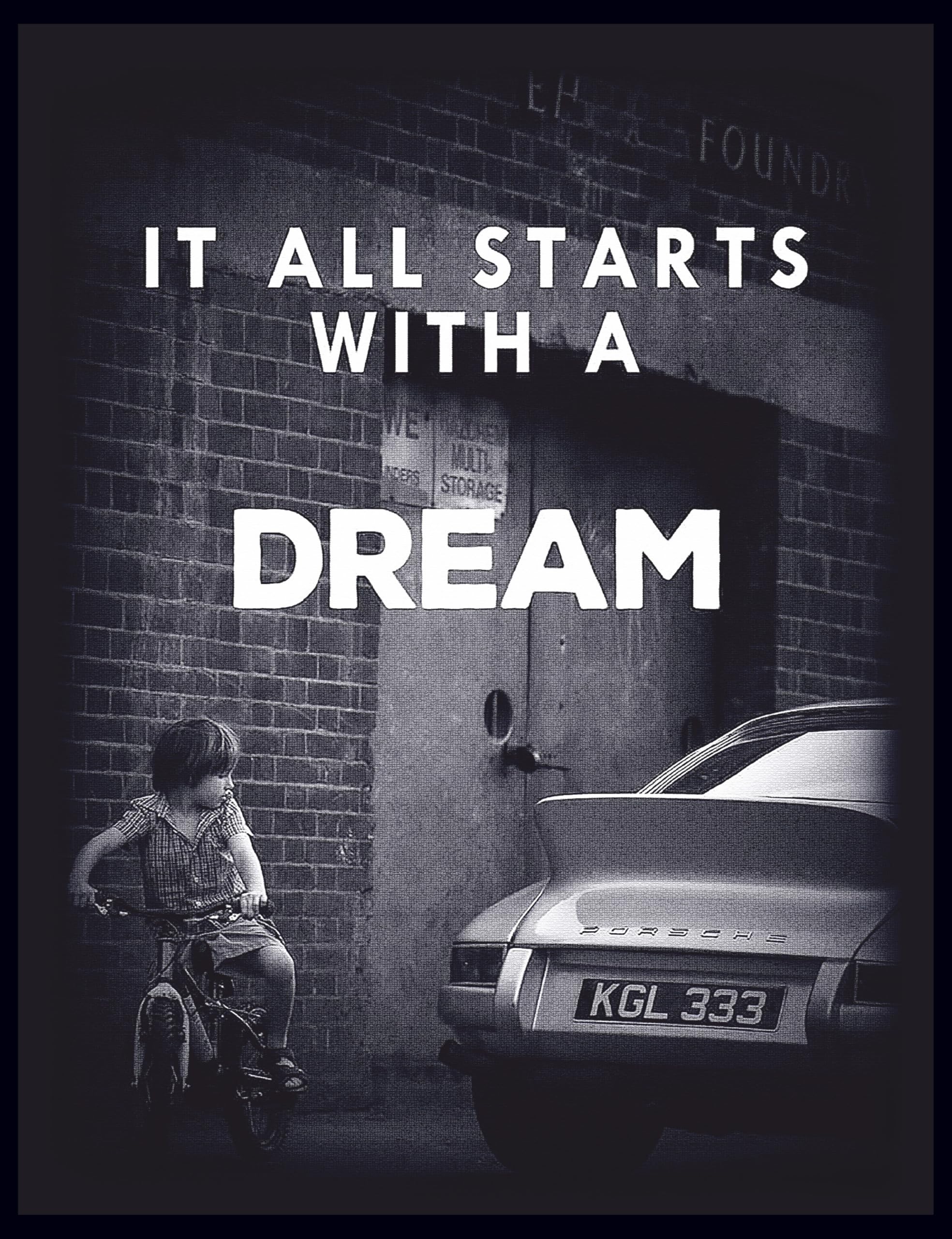 tradercat Poster XXL motivazionale - it all starts with a dream - Poster per successo e fitness, tela e poster completo e pronto da appendere (105 x 140 cm)