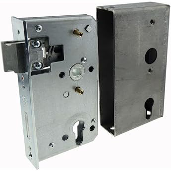 Mortice Lock Galvanised with Lock Box Raw Steel 172 x 40 x 94 Backset 60 (Lock + Box)