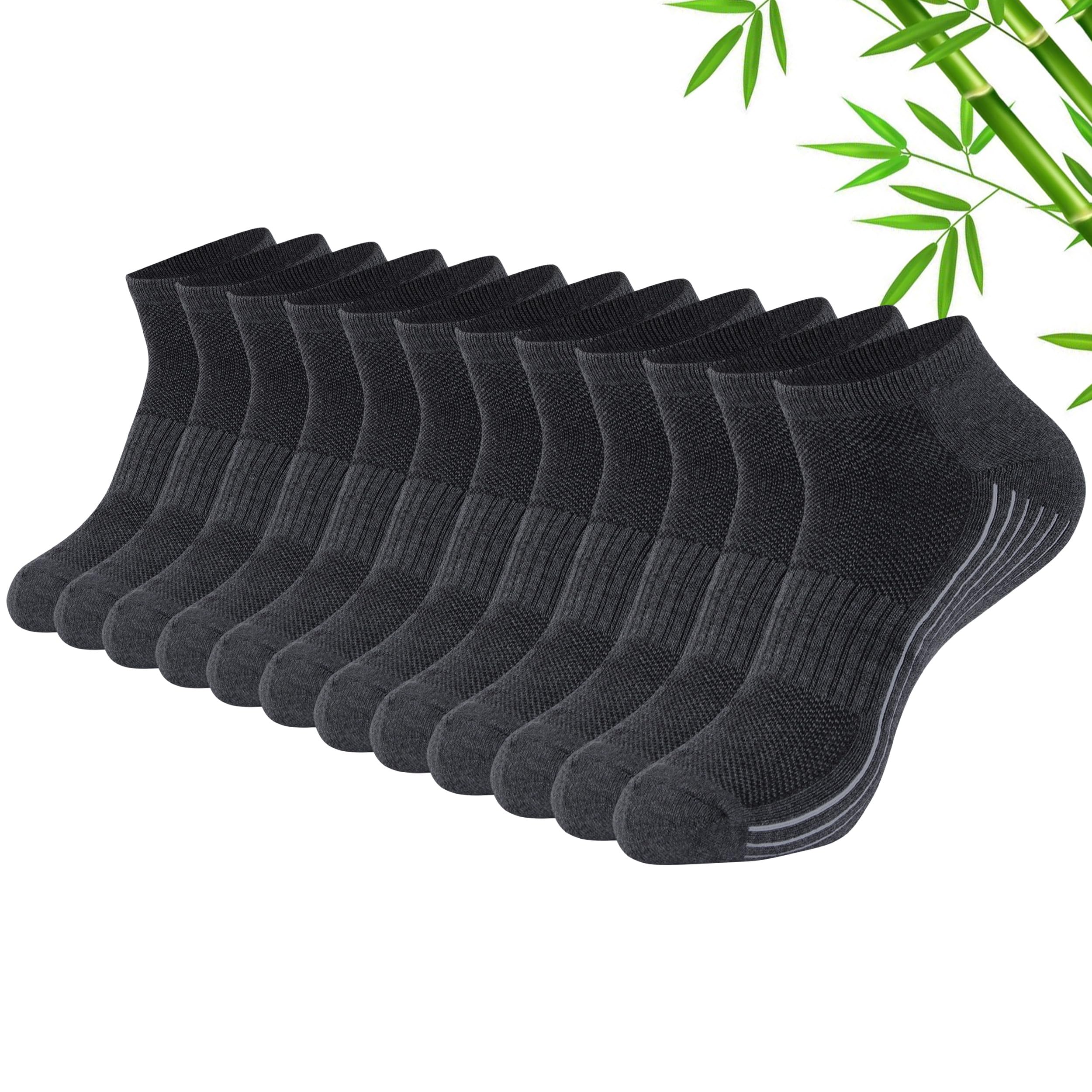 Sunew Viscose Bamboo Socks, Unisex Cushioned Comfortable Ankle Workout Hiking Golf Socks 6 Pairs