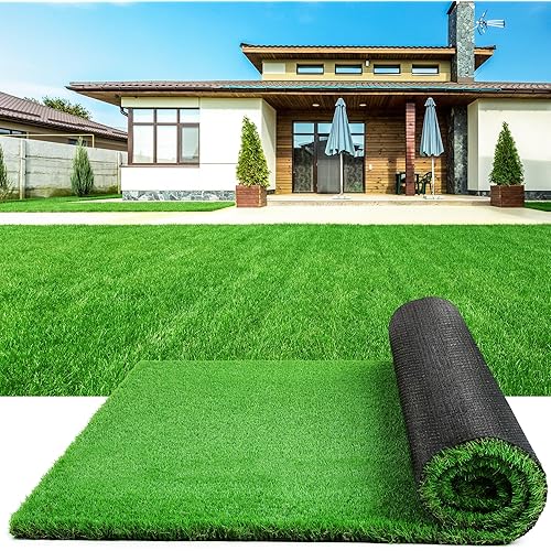 Rengue Artificial Turf 7x15FT Turf Grass with Drainage Holes Realistic Synthetic Fake Turf Lawn Indoor Outdoor Landscape for Backyard, Garden, Patio, Grass Rug for Dog Pets Mat Custom Size