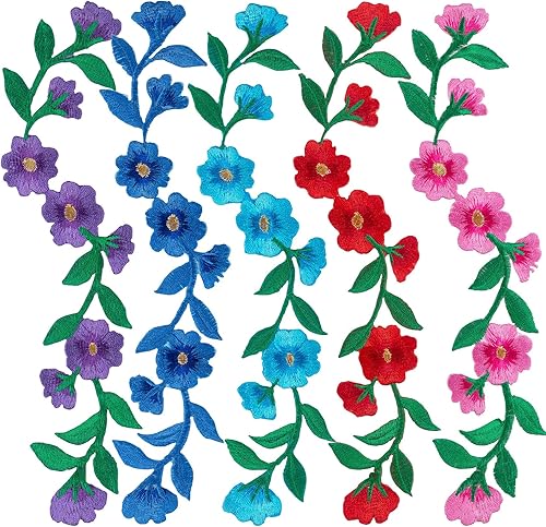 10 Uds. 5 colores de 9 pulgadas de largo, flores de rosas bordadas, apliques decorativos para coser para ropa, vestidos, jeans, chaquetas, zapatos,