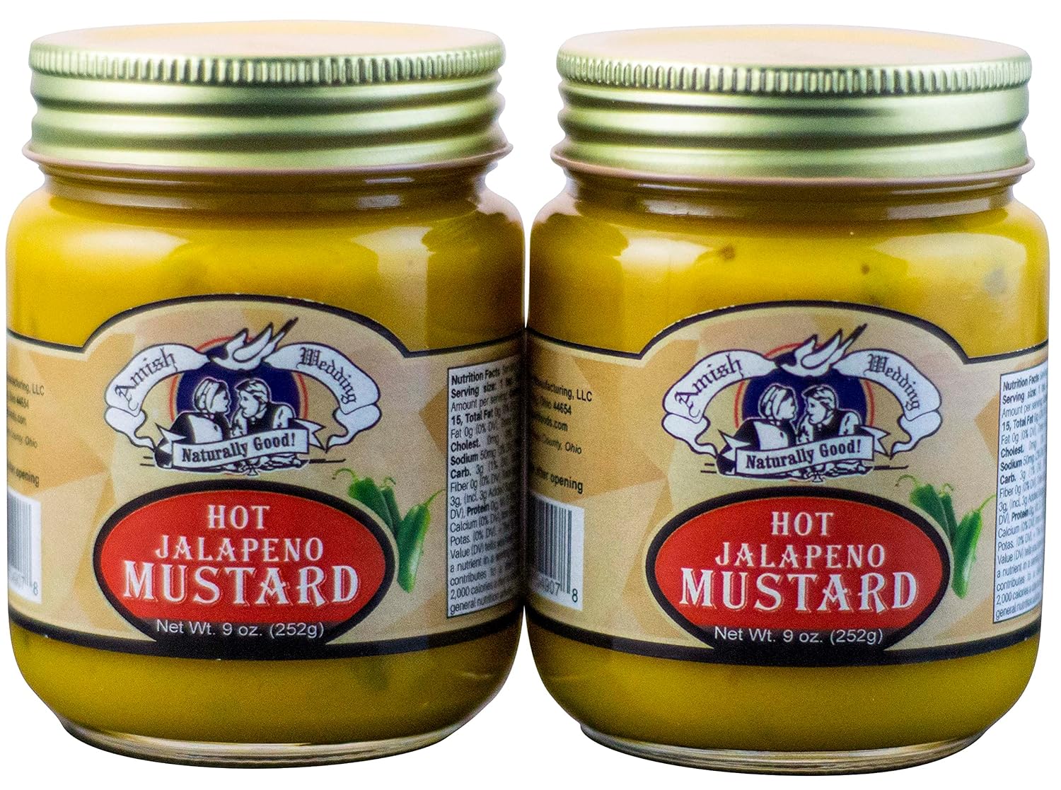 Amish Wedding Hot Jalapeno Mustard 9 Ounces (Pack of 2)