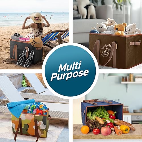 Miniatura 6 de Liviable Bolsas de compras reutilizables plegables resistentes con asas largas parte inferior resistente bolsas de caja plegables grandes juego de 3