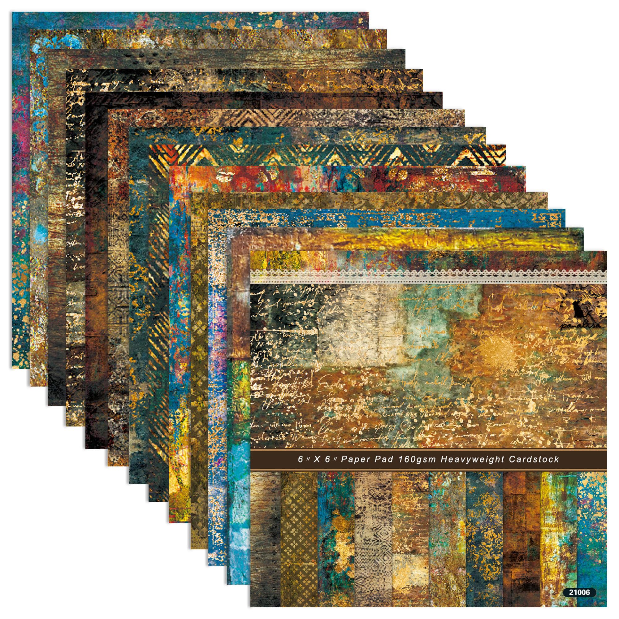 GLKTOPO Scrapbook Paper Pad, 24 Sheets Mixture Decoupage Paper, 6" x 6" Cardstock Vintage Single-Sided Decorative Floral Origami Journaling Collection Patterned for Craft Wrapping Photo Album (21006)