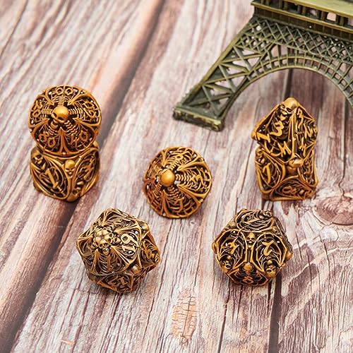 Miniatura 3 de Juego de dados de metal huecos poliédricos de calavera, adecuado para juegos de mesa de Calabozos y Dragones, juego de mesa MTG, D&D Pathfinder