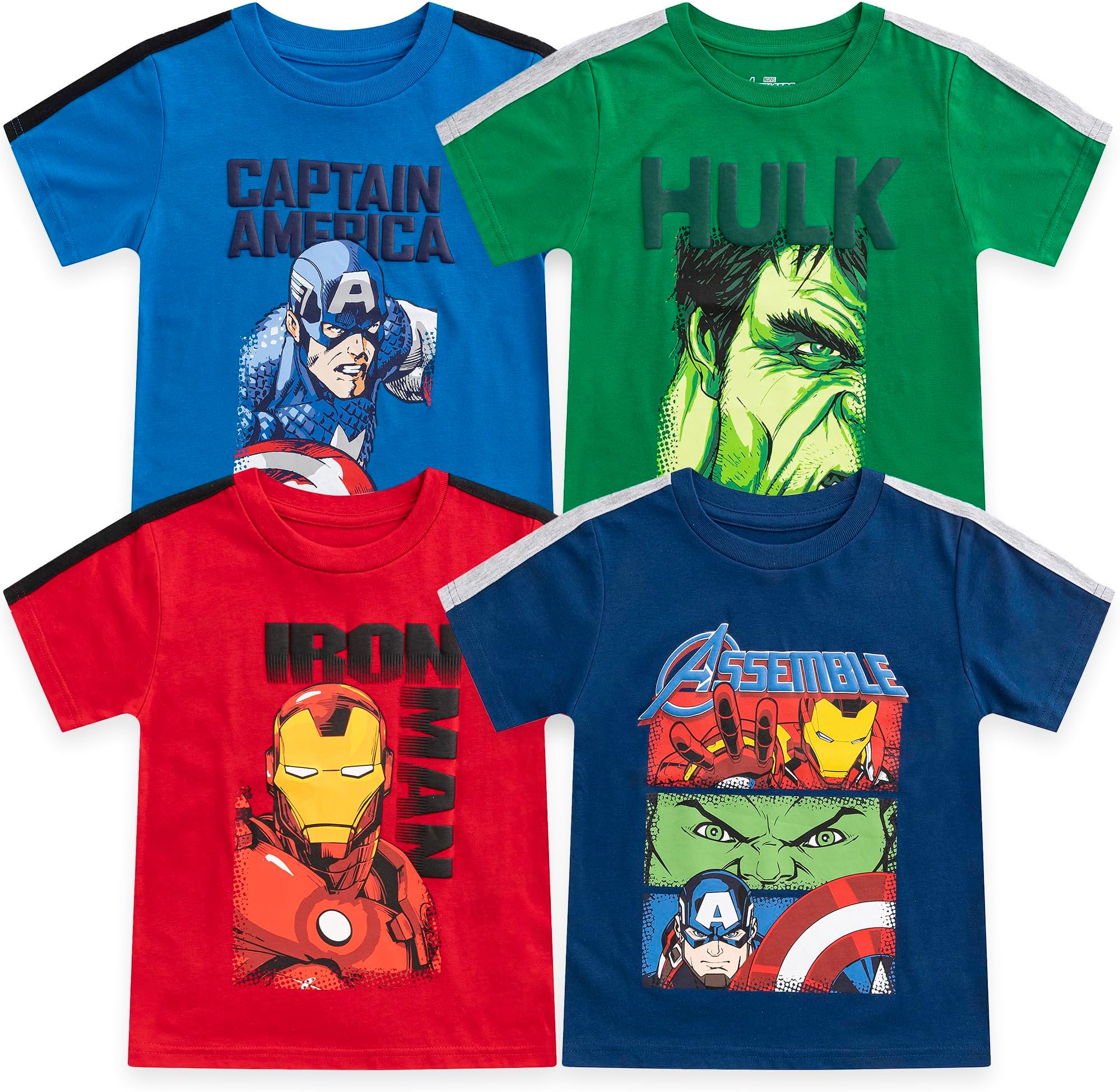 MarvelLittle Avengers Boy's 4-Pack Superhero Short Sleeve Tee Shirt Set