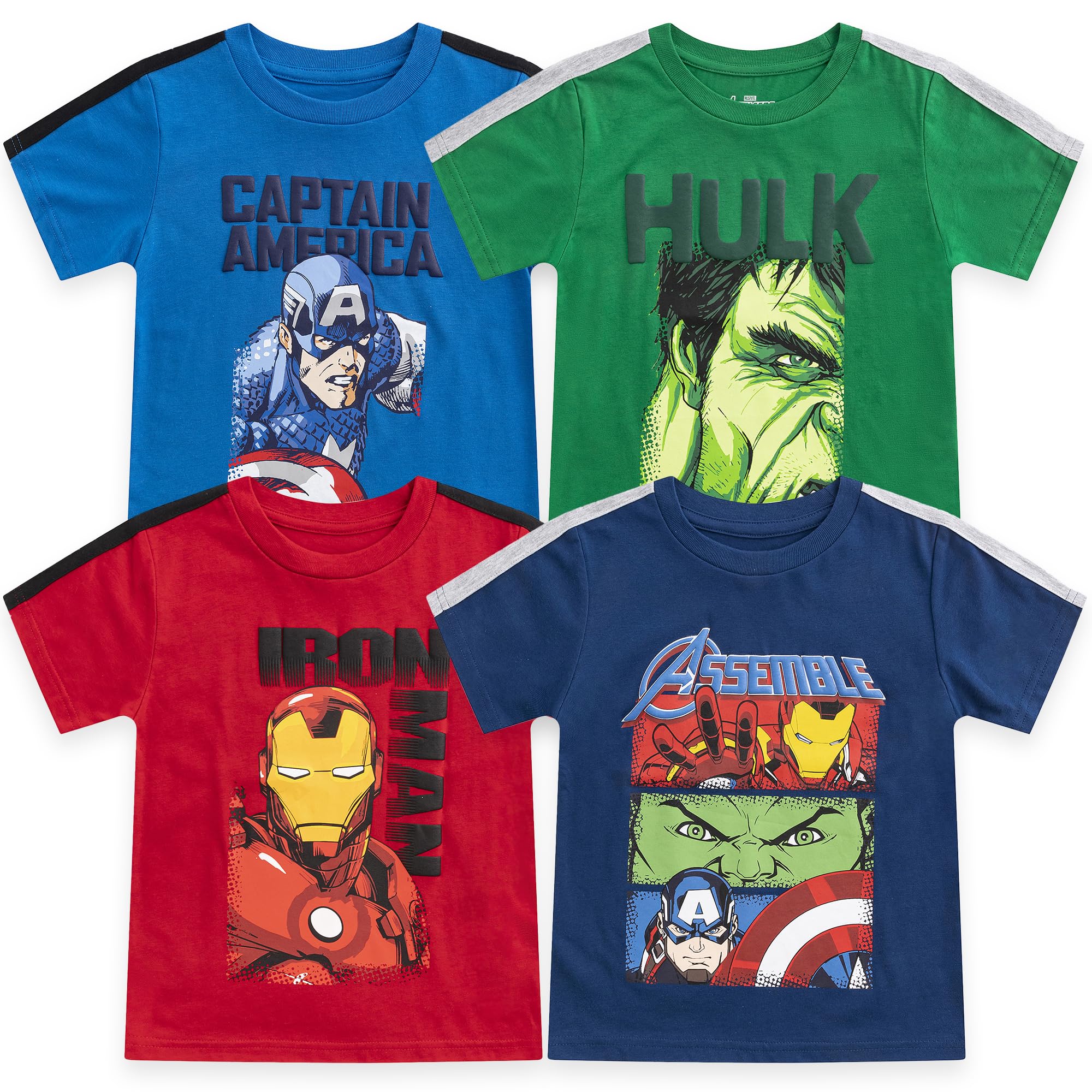 MarvelLittle Avengers Boy's 4-Pack Superhero Short Sleeve Tee Shirt Set