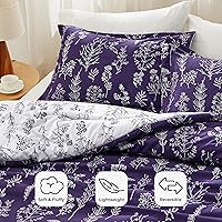Vista 70 de Bedsure Juego de edredón de tamaño Queen, color lavanda, lindo, floral, regalo para mujer, 3 piezas, 1 suave edredón reversible con flores y 2