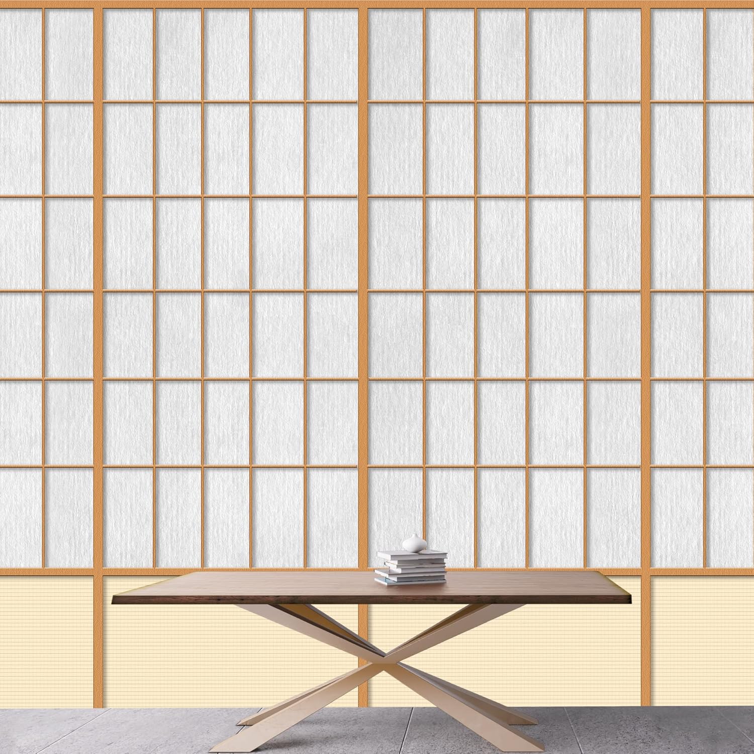 NWT Wall Murals for Bedroom Japanese Grid Windows Removable Wallpaper Peel and Stick Wall Stickers - 66x96 inches