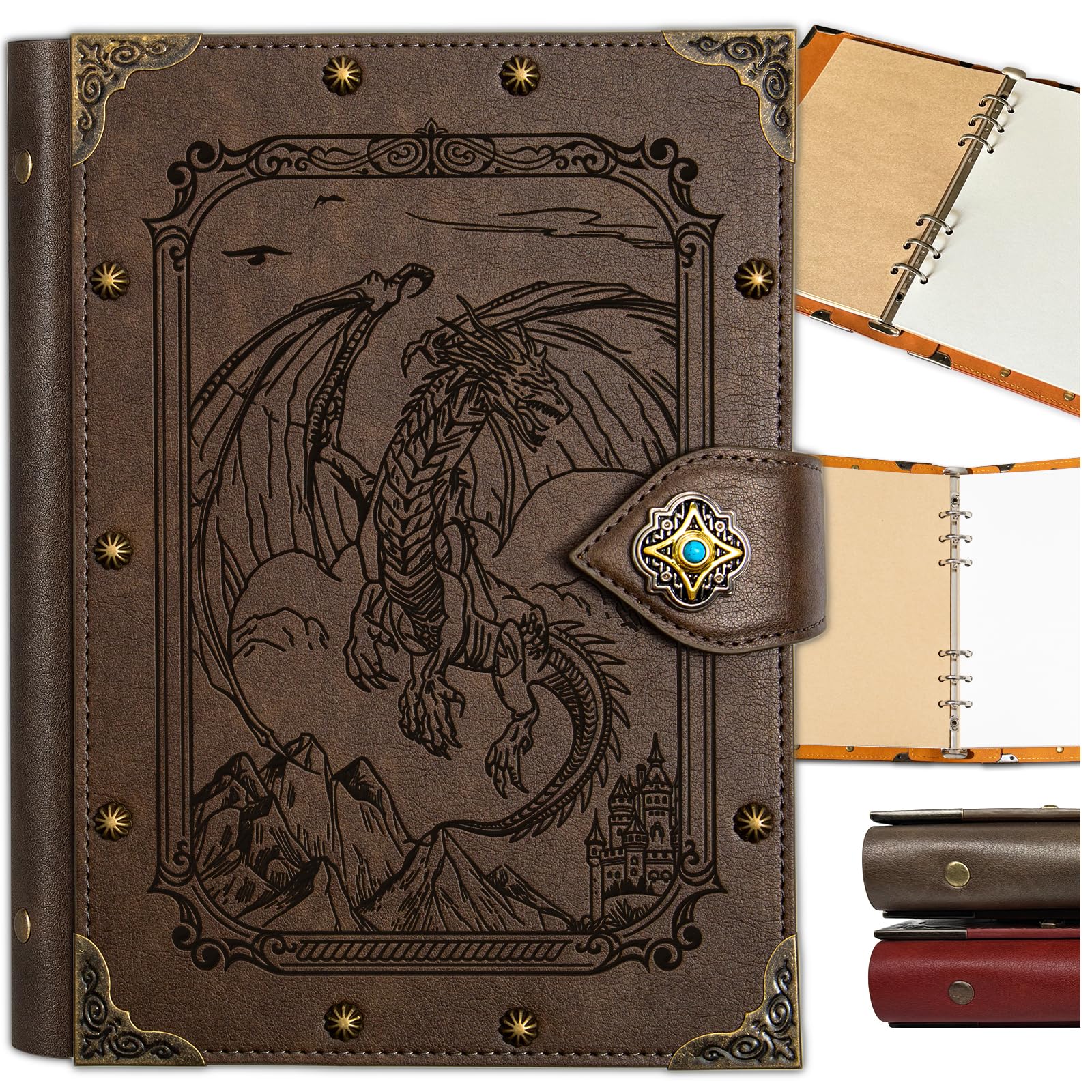 DUROTAN DND Journal Dragon Notebook A5 Binder Diary 400 Pages For D&D Gift Set Dungeons and Dragons Accessories Role Playing Games DM & Players RPG