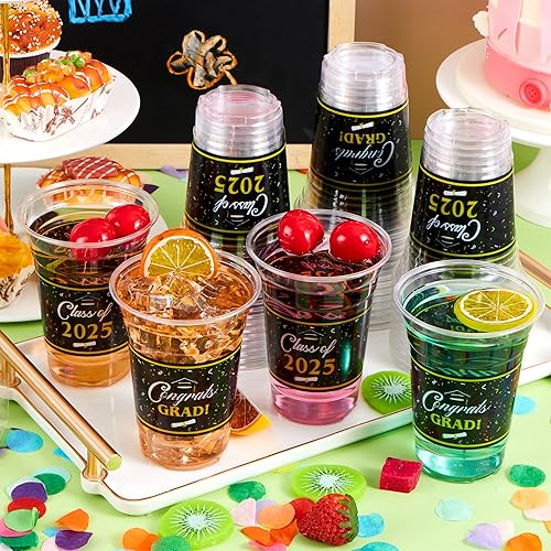 Miniatura 7 de JOYIN 2023 72 Pcs Graduation Party Plastic Cups, Graduation Party Decorations, Disposable Tableware Set for Graduation Party Supplies, Class of 2023