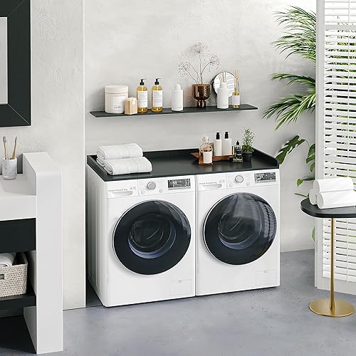 Miniatura 9 de Encimera de lavadora y secadora, 27.5 x 54 pulgadas de madera para organización de lavandería, encimera de lavandería sobre lavadora y secadora, con