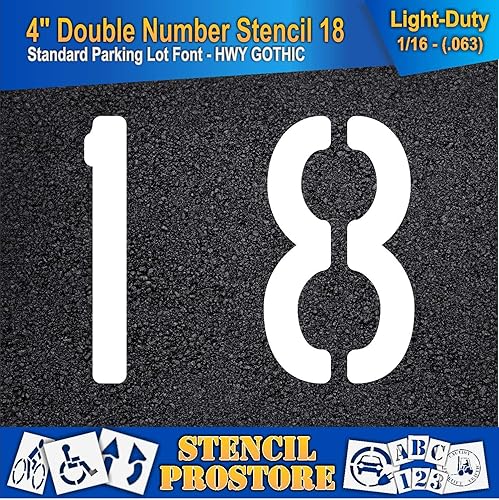 Miniatura 3 de Plantillas para pavimento, bordillo y WheelStop, plantilla de doble número de 4 pulgadas, (18), 4 x 4 x 116 pulgadas, livianas