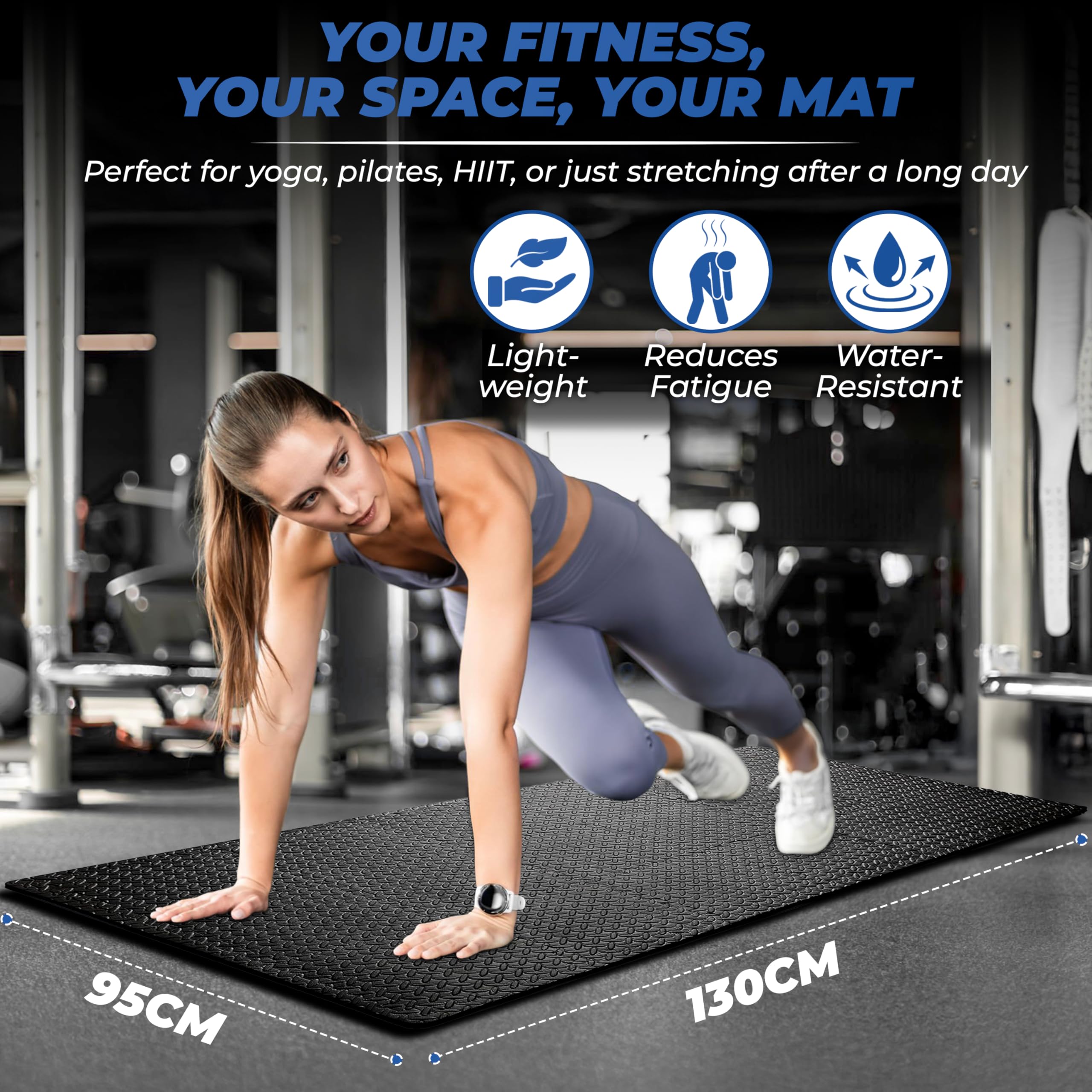 TechFit Tappeto Palestra Puzzle in Schiuma EVA, Set 12 Pezzi 31,5x31,5x1 cm, Include 18 Bordi, Pavimento Gommato Antiscivolo per Tatami Palestra e Fitness